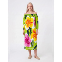 Hand Painted Rayon Off Shoulder Dress